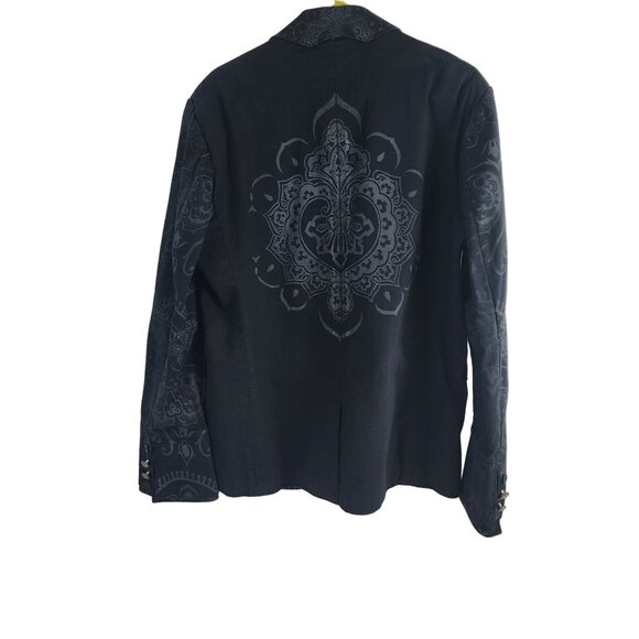 Haus Of Howe Black Patterned Blazer  99% Cotton 1% Spandex  42R - Picture 2 of 16